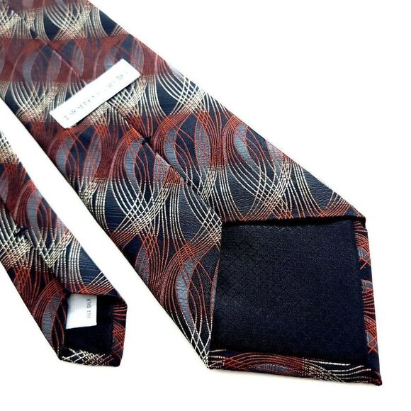 Pierre Cardin Abstract Brown‎ Black Woven Wide Silk Tie - Picture 5 of 6